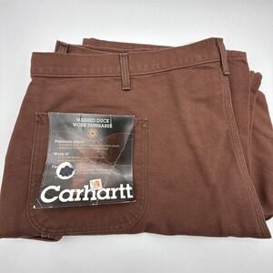 Carhartt B11 CHT Washed Duck Work Dungaree Brown Pants Mens 48x30 NWT